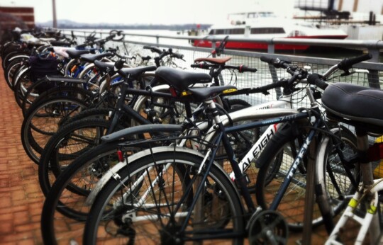 Bikes locked up at Red Jet ferry terminal