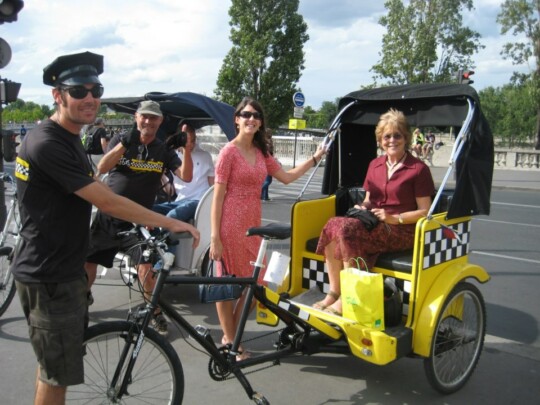 Rusty and Marlene in a rickshaw